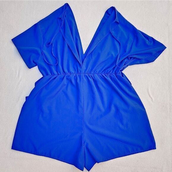 Shein Curve Royal Blue Deep V-Neck Short Sleeve Romper Size 1XL - Picture 9 of 12